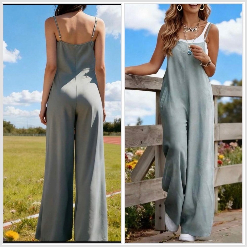 Sleeveless Wide-Leg Jumpsuit in Sage Green